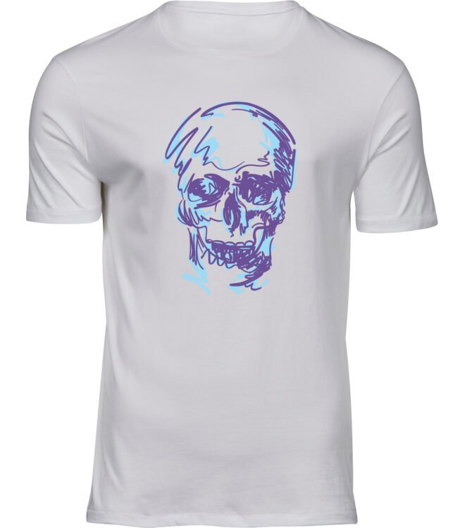 HERREN Weiss Tshirt ZEICHNEN SCHÄDEL