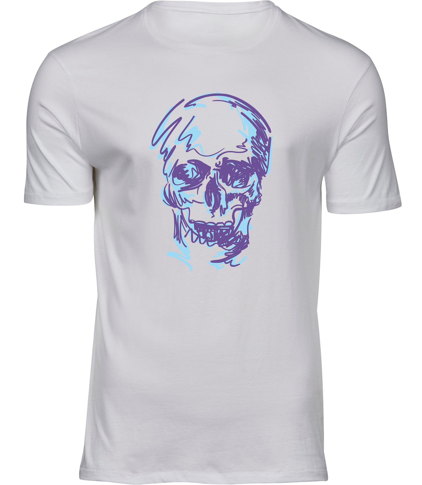 L-137 mw HERREN Weiss Tshirt ZEICHNEN SCHÄDEL