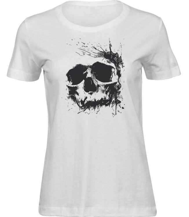 Frauen Weiss Tshirt BESCHÄDIGTER SCHÄDEL