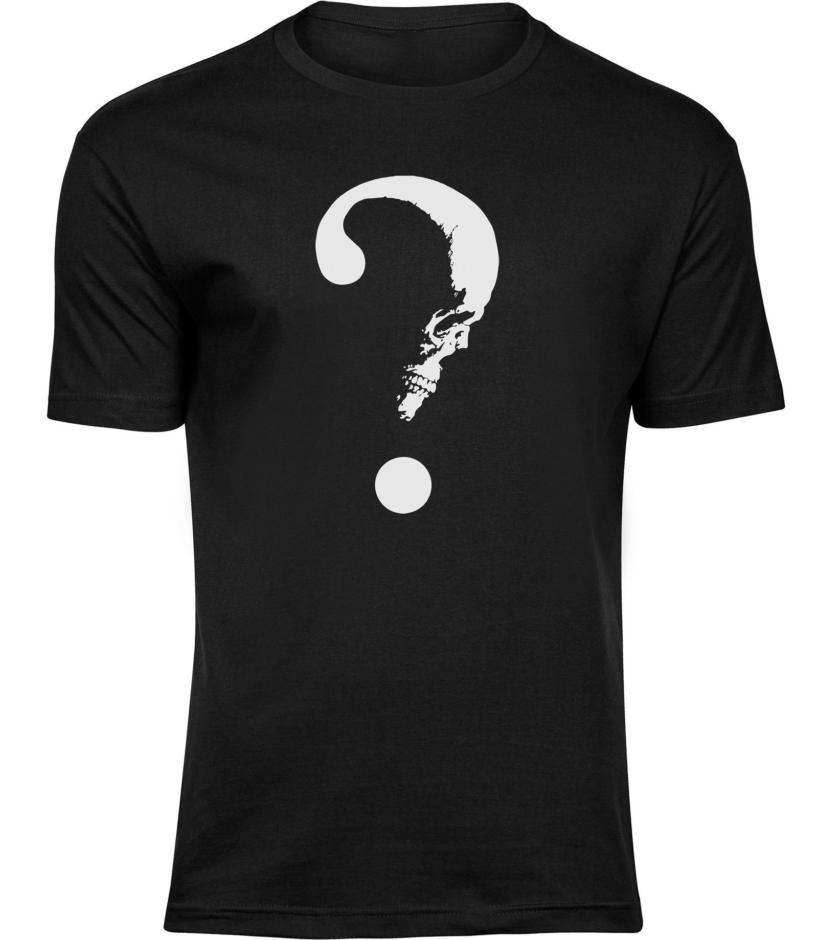Fragezeichen Totenkopf T-Shirt für Männer Herren, kreatives Tee mit Schädel Illusionsdruck HERREN Schwarz Tshirt FRAGEZEICHEN SCHÄDEL