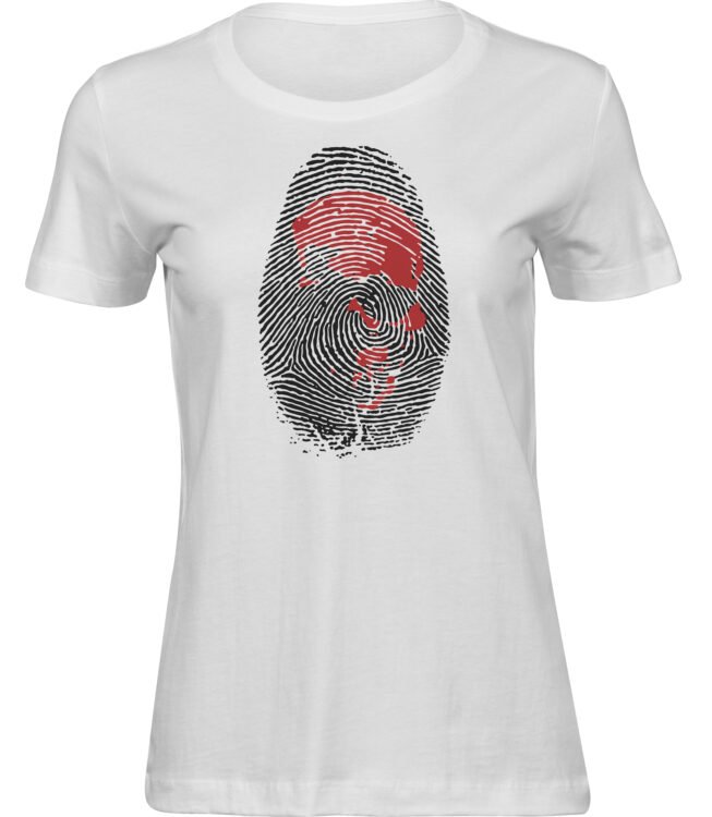 Frauen Weiss Tshirt FINGERABDRUCK SCHÄDEL