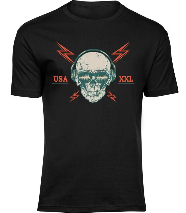 HERREN Schwarz Tshirt XXL SCHÄDEL