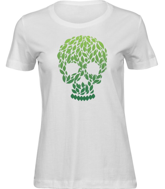 Frauen Weiss Tshirt GRÜNER SCHÄDEL