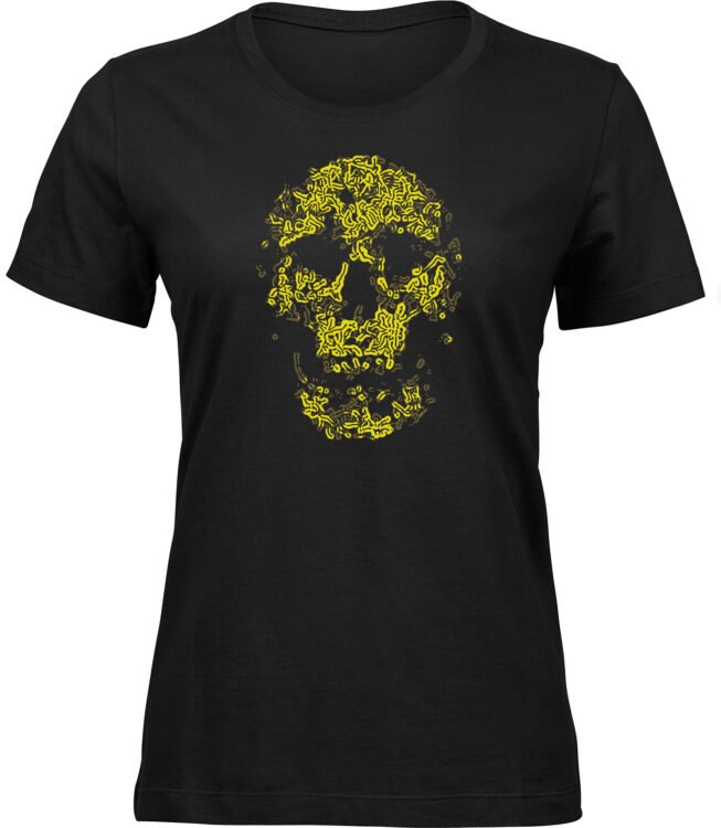 Frauen Schwarz Tshirt HAKI SCHÄDEL