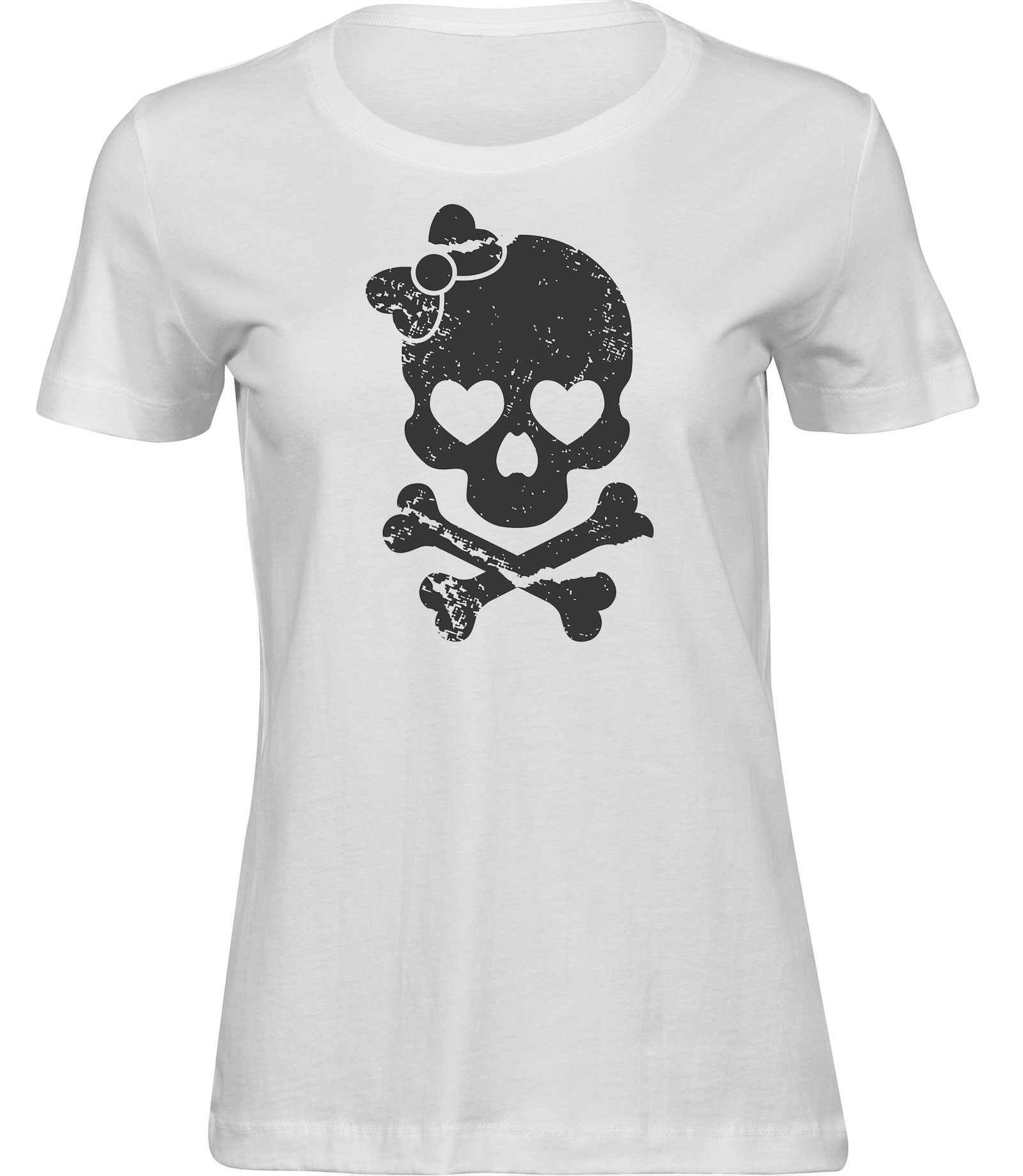 Süßes Totenkopf band T-Shirt mit gekreuzten Knochen für Frauen Damen, Herz Augen T-Shirt Frauen Weiss Tshirt SCHÄDELBAND
