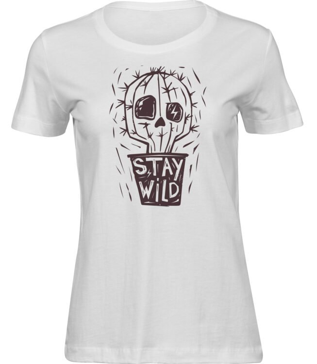 Frauen Weiss Tshirt KAKTUS SCHÄDEL