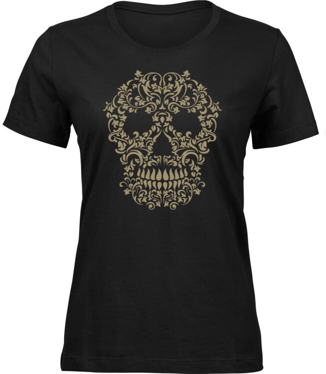 Frauen Schwarz Tshirt SCHLING SCHÄDEL