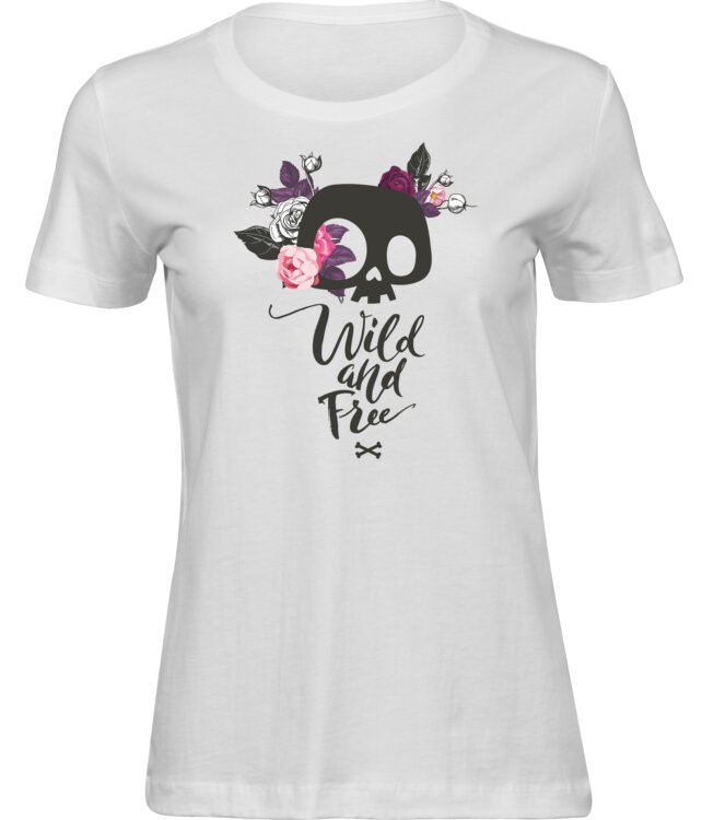 Frauen Weiss Tshirt WILD SCHÄDEL