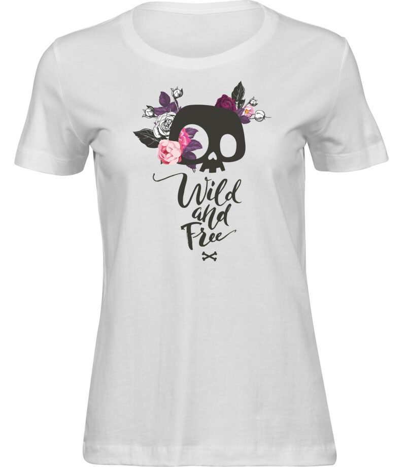 Süßes Totenkopf T-Shirt für Frauen Damen, Wild und Free Slogan Schädel Tee