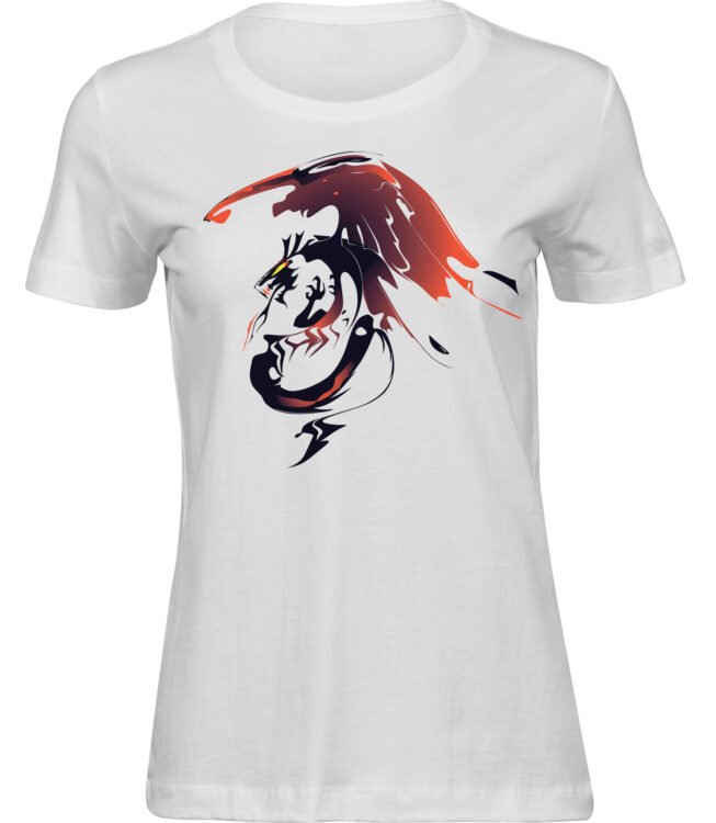 Frauen Weiss Tshirt DRACHENFEUER