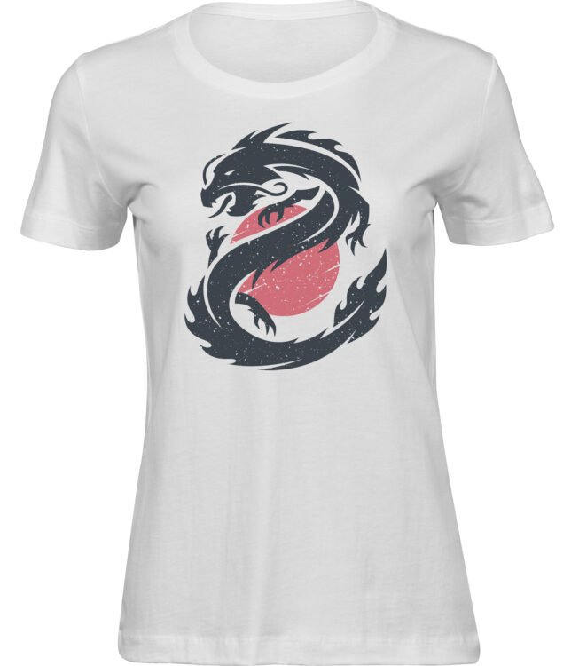 Frauen Weiss Tshirt DRACHENSYMBOL