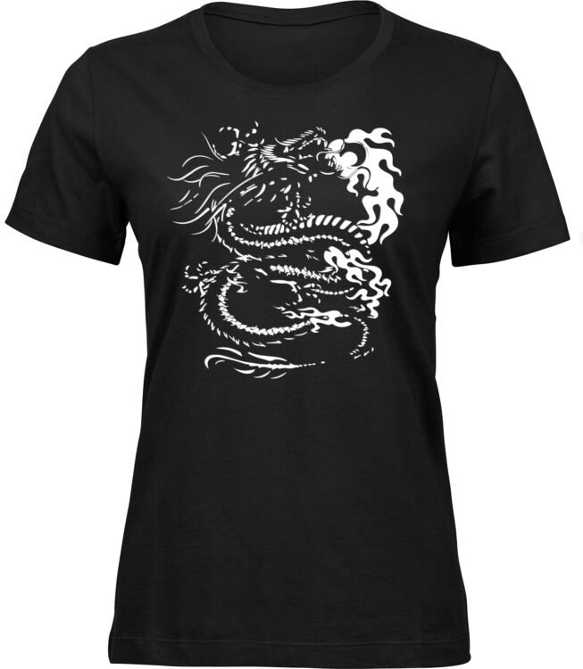 Frauen Schwarz Tshirt MAJESTÄTISCH DRACHE
