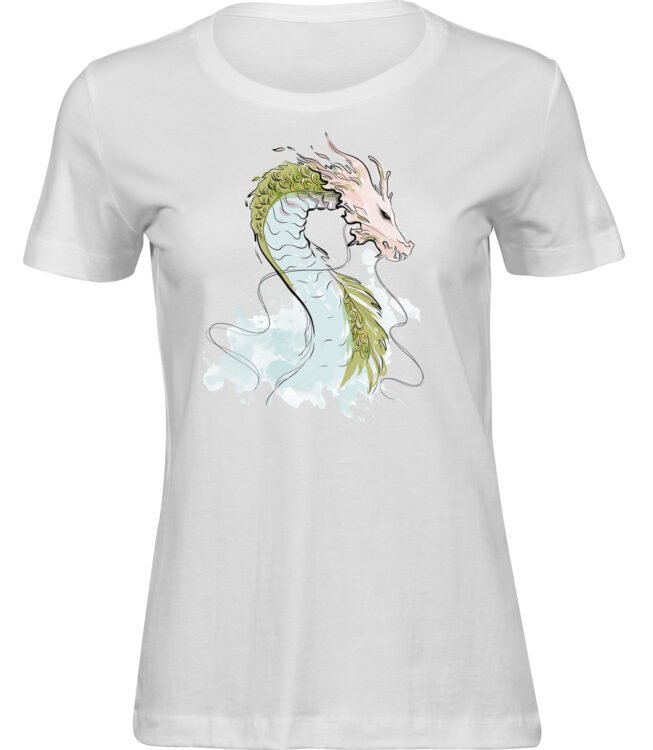 Frauen Weiss Tshirt WOLKEN DRACHE