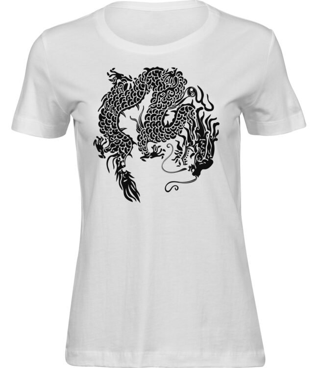 Frauen Weiss Tshirt TAICHI DRACHE