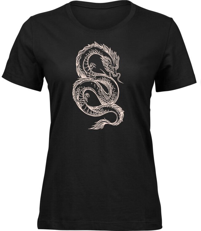 Frauen Schwarz Tshirt JUNGER DRACHE