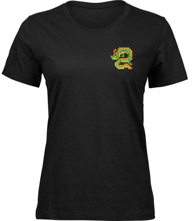 Frauen Schwarz Tshirt PIXEL DRACHE