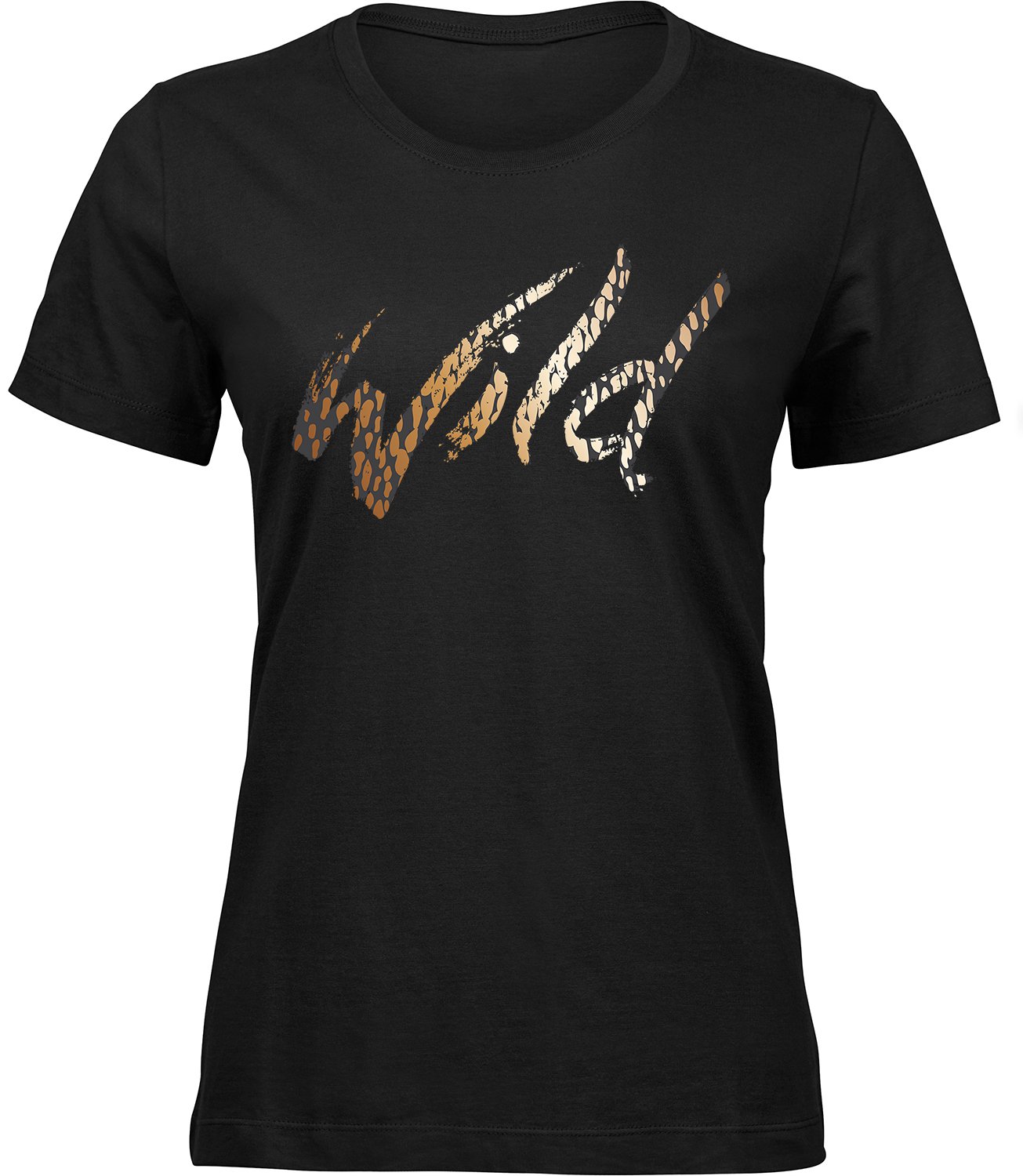 A-296 wb Frauen Schwarz T-shirt WILD SCHRIFTBILD