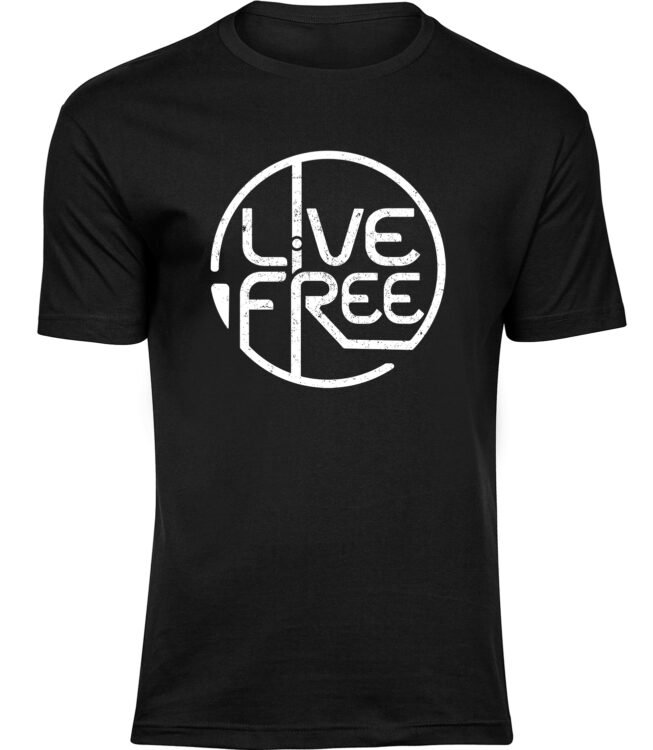Herren Männer Schwarz T-shirt LIVE FREE