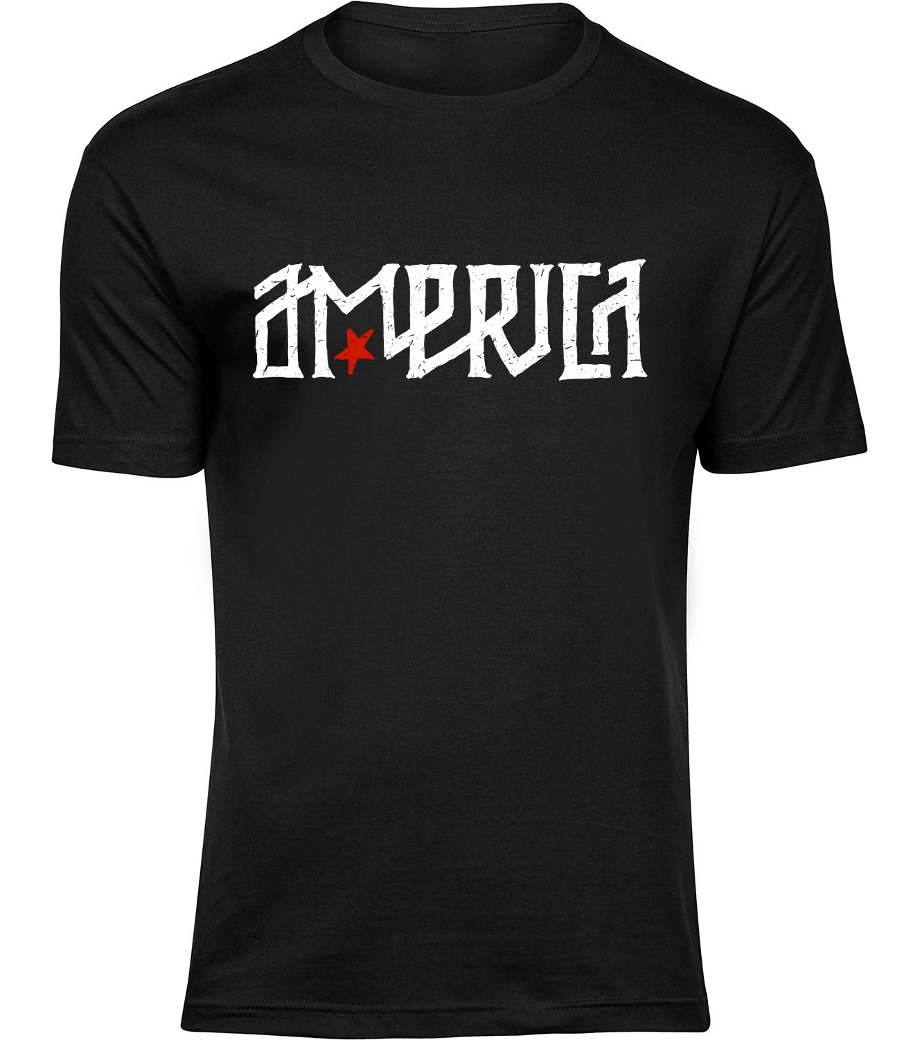 A-299 mb Herren Männer Schwarz T-shirt AMERICA SCHRIFTART