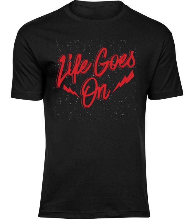 Herren Männer Schwarz T-shirt LIFE GOES ON