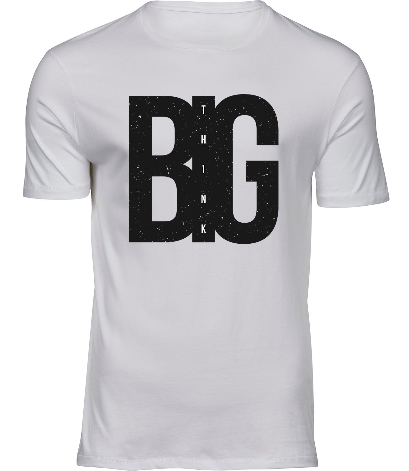 A-309 mw Herren Männer Weiss T-shirt THINK BIG