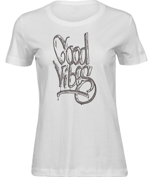 Frauen Weiss T-shirt GUTE VIBES