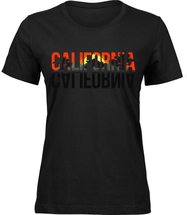 Frauen Schwarz T-shirt CALIFORNIA ABEND