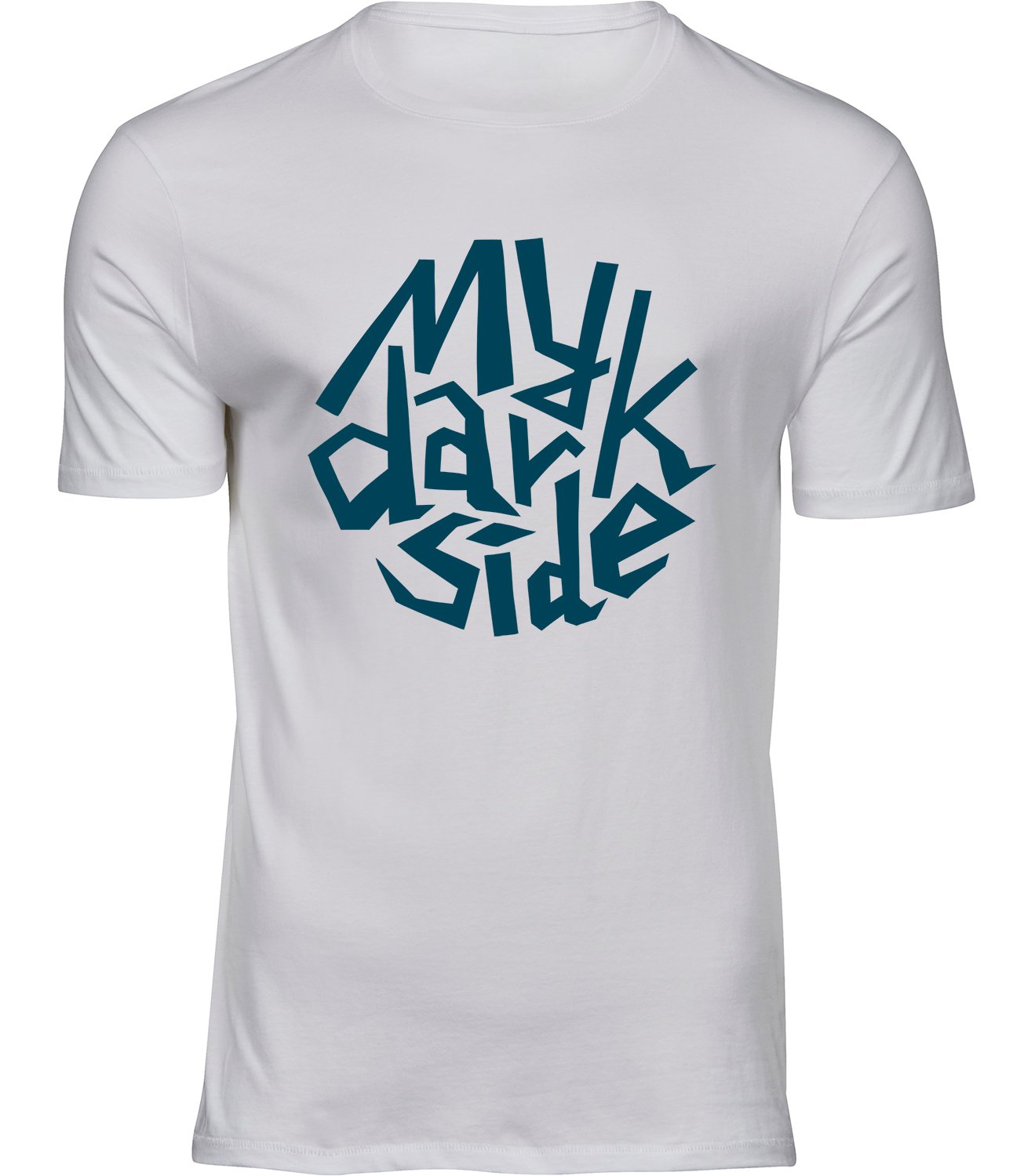 A-329 mw Herren Männer Weiss T-shirt MY DARK SIDE