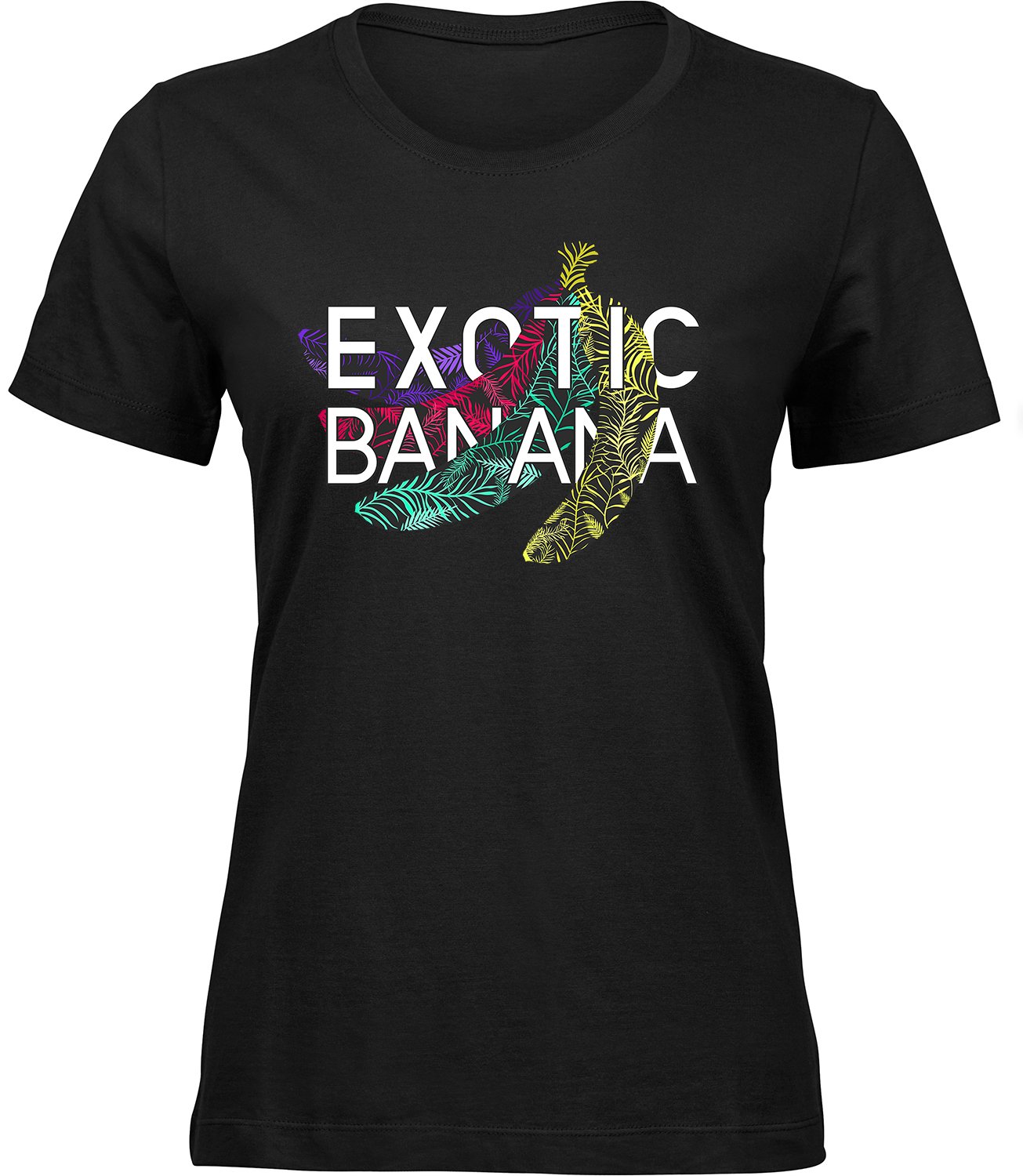 A-335 wb Frauen Schwarz T-shirt EXOTIC BANANA