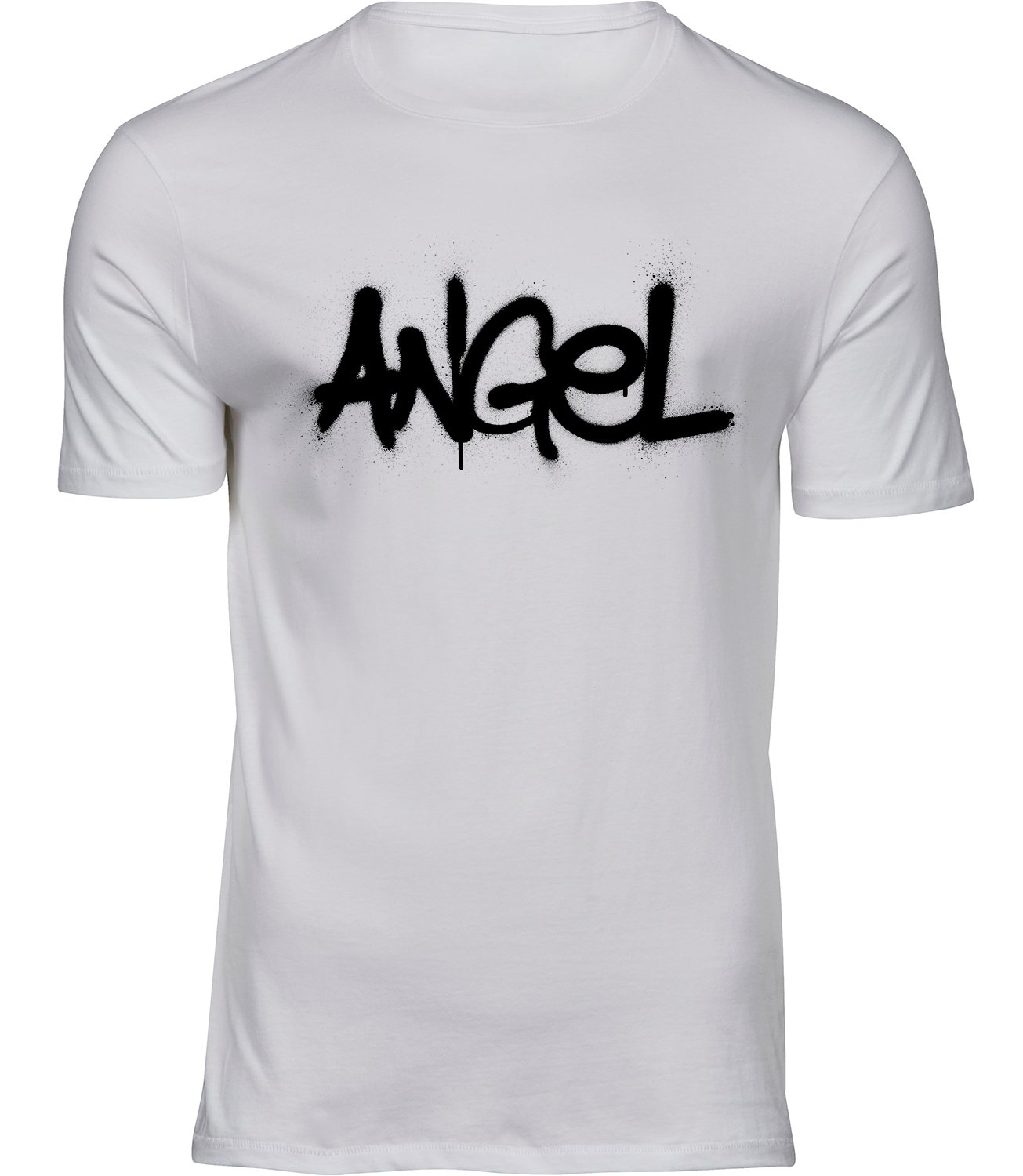 A-343 mw Herren Männer Weiss T-shirt ANGEL GRAFFITI