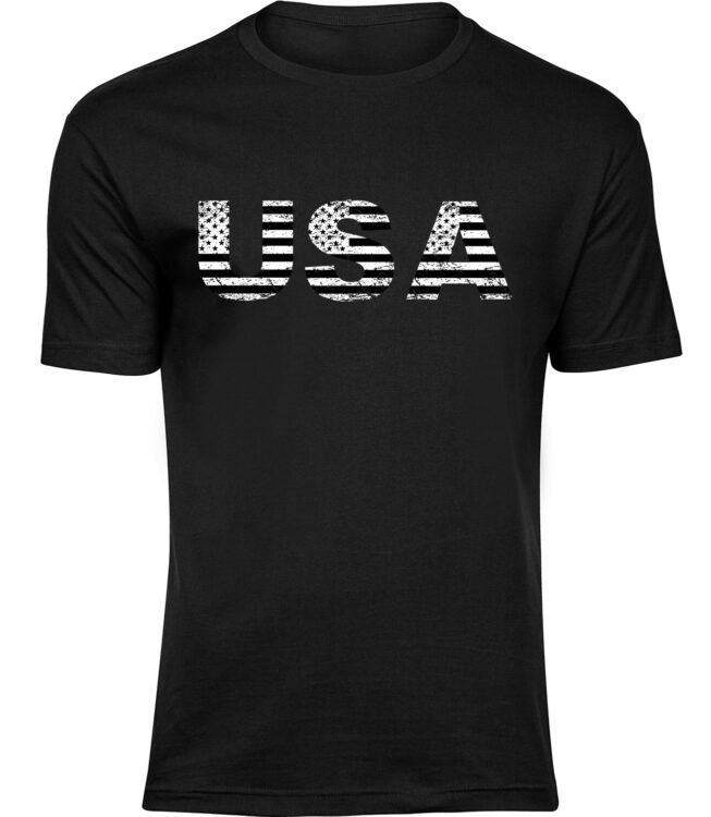 Herren Männer Schwarz T-shirt USA FLAGGENMOTIVE