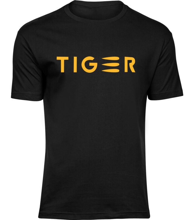 Herren Männer Schwarz T-shirt TIGER SCHRIFTZUG