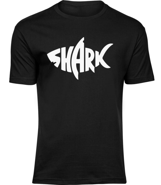 Herren Männer Schwarz T-shirt SHARK SCHRIFTBILD