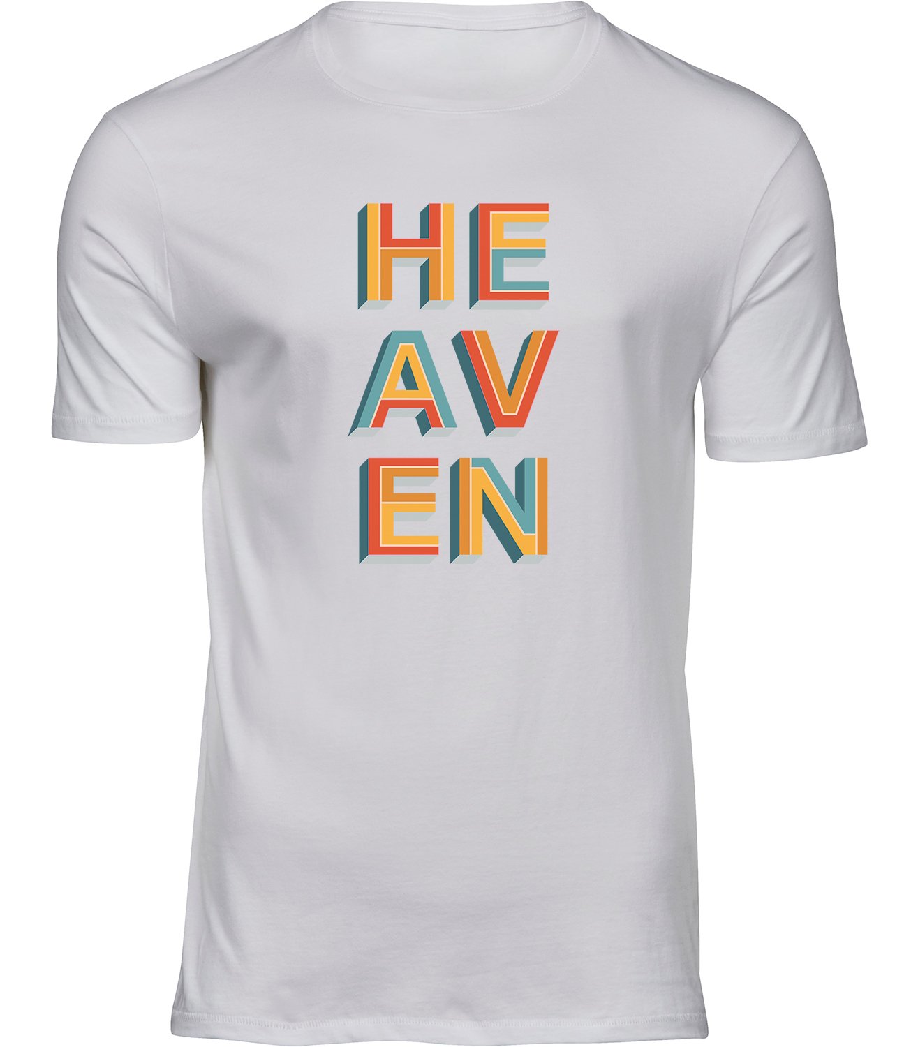 A-386 mw Herren Männer Weiss T-shirt HEAVEN SCHRIFTBILD