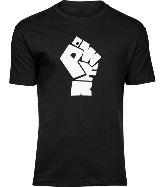 Frauen Schwarz T-shirt POWER SCHRIFTBILD