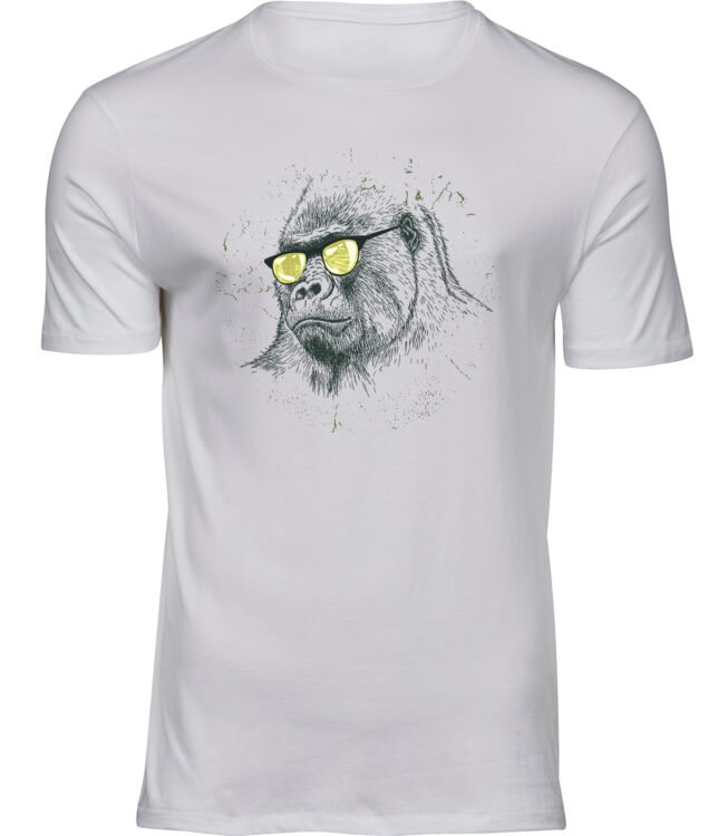 Herren Männer Weiss T-shirt GORILLA BRILLEN