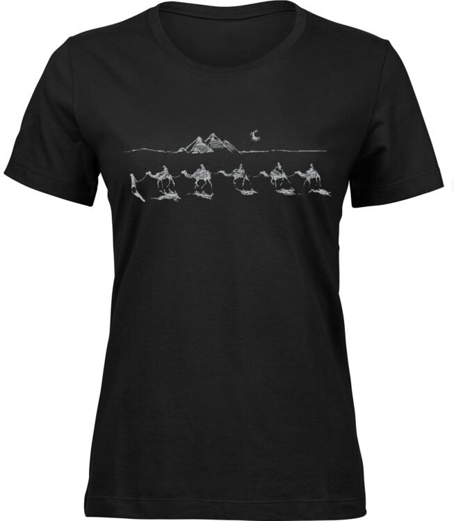 Frauen Schwarz T-shirt WÜSTENKARAWANE