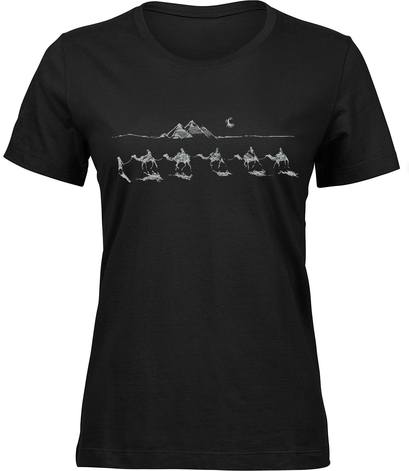 B-237 wb Frauen Schwarz T-shirt WÜSTENKARAWANE