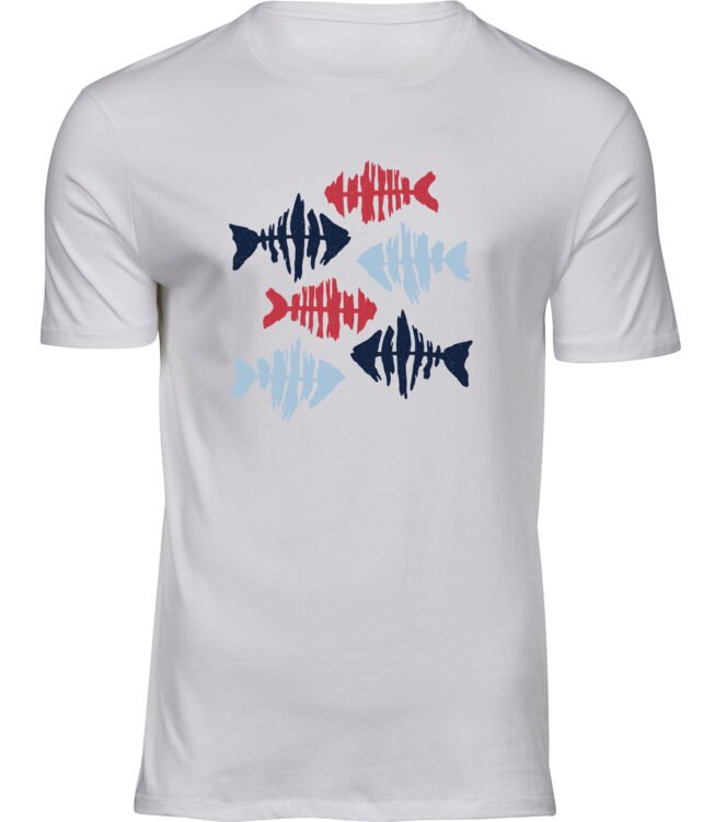 Herren Männer Weiss T-shirt FISCHGRÄTEN