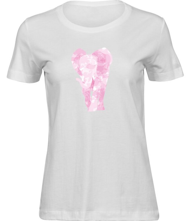 Frauen Weiss T-shirt ROSA ELEFANT