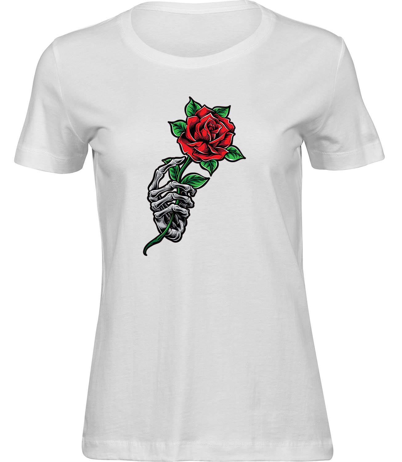 B-250 ww Frauen Weiss T-shirt SKELETTHAND ROSE