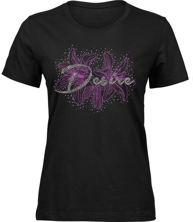 Frauen Schwarz T-shirt BLUMENWÜNSCHE