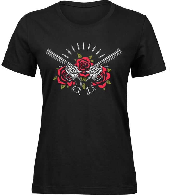 Frauen Schwarz T-shirt GUNS AND ROSES