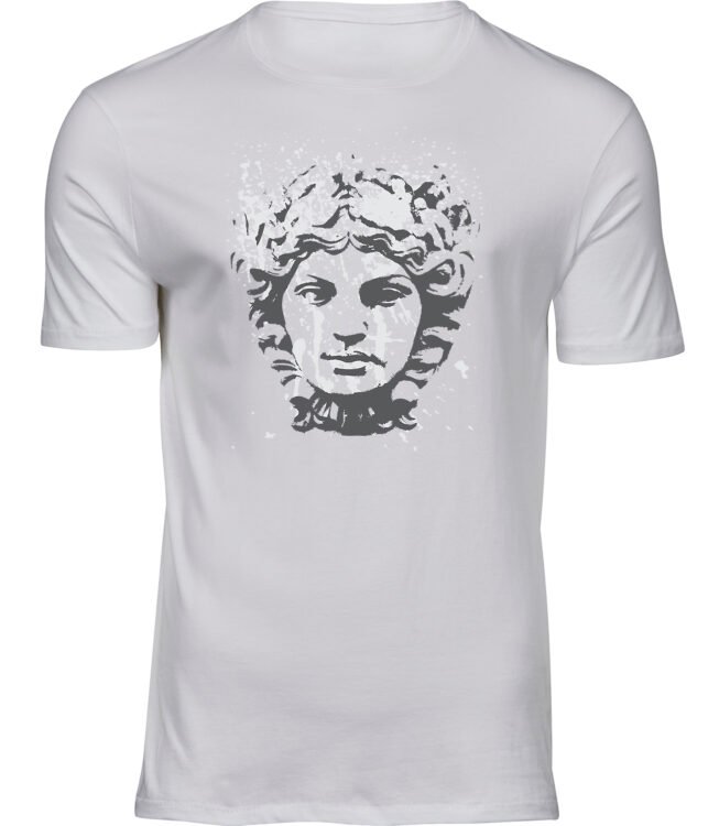 Herren Männer Weiss T-shirt STATUE GESICHT