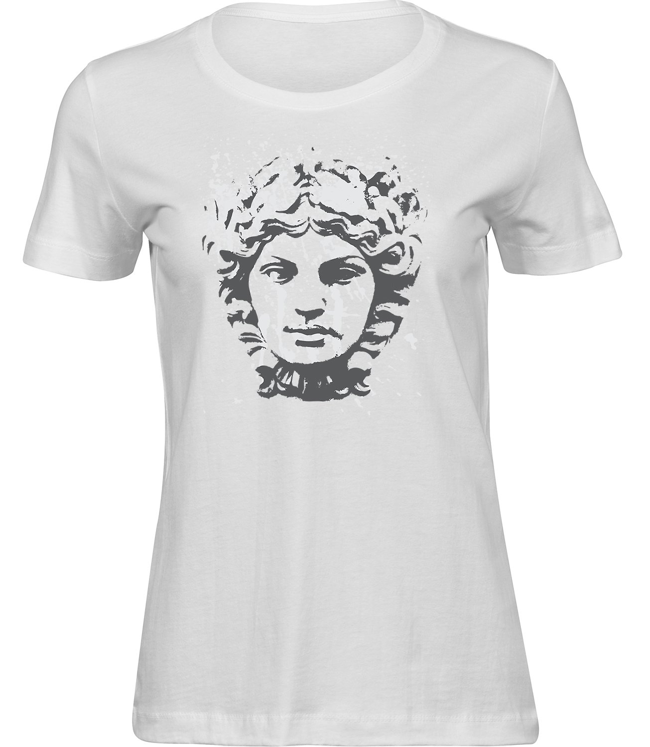 B-261 ww Frauen Weiss T-shirt STATUE GESICHT