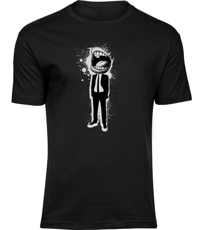 Herren Männer Schwarz T-shirt SCHREIENDER MANN