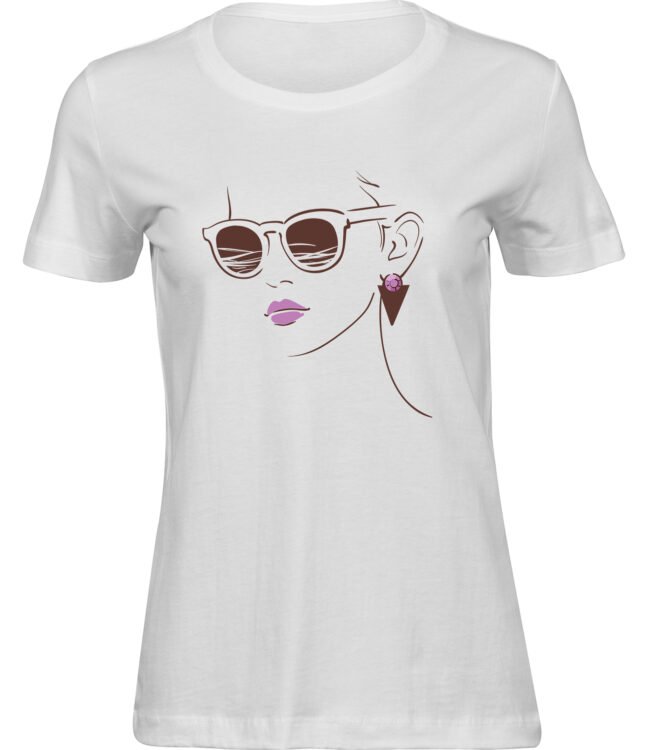 Frauen Weiss T-shirt DUNKLE BRILLE