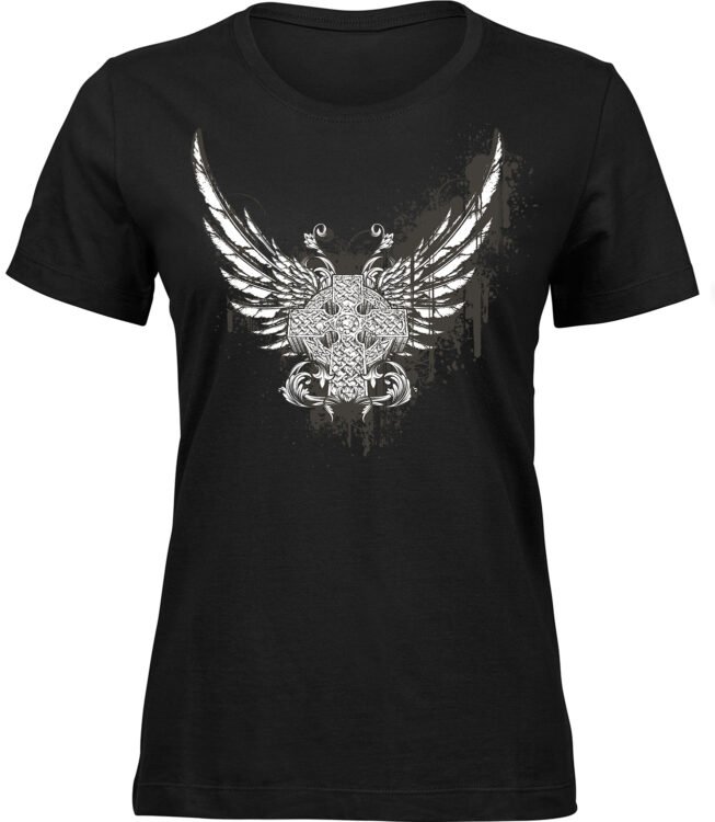 Frauen Schwarz T-shirt GLAUBENS-FLÜGEL