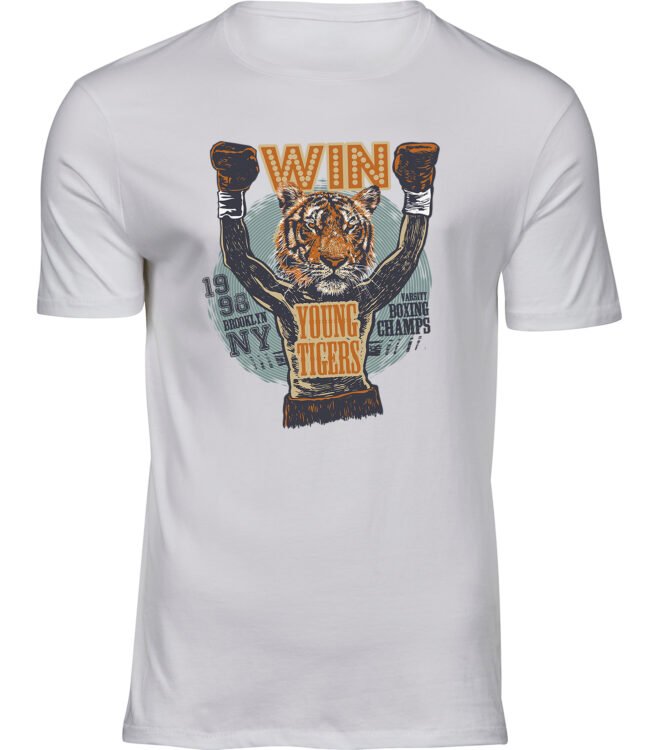Herren Männer Weiss T-shirt JUNGE TIGER