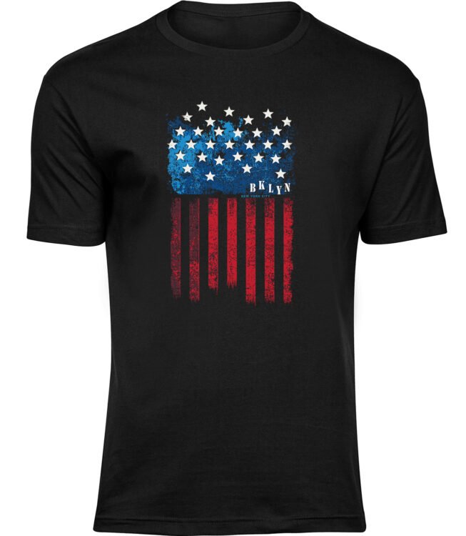 Herren Männer Schwarz T-shirt STERNENBANNER FLAGGE